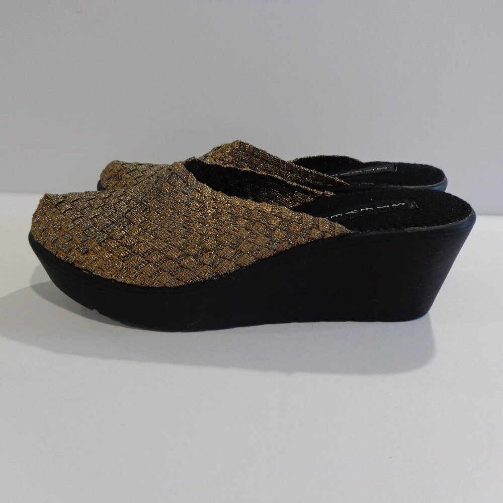 Steven by Steve Madden Women's Bronze‎ Gold Glitter-metallic Woven Wedge  Sz 8.5